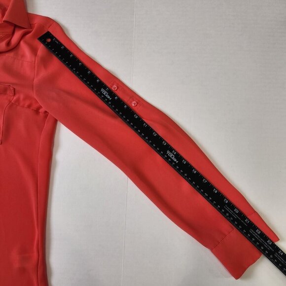 Express Portofino Shirt Small Coral Button Up Lightweight Roll Tab Sleeve - Picture 7 of 7